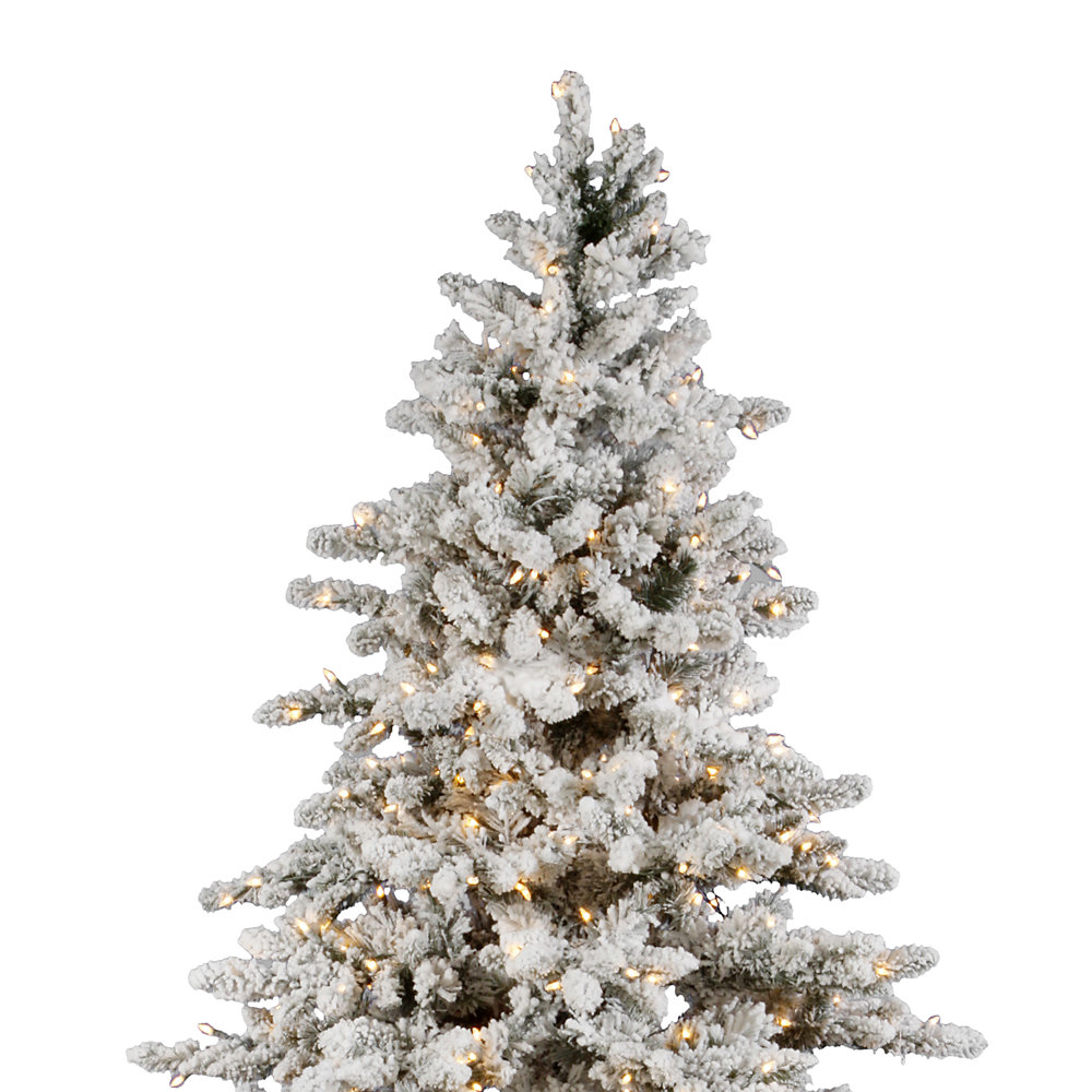 Vickerman Utica Flocked Fir Artificial Christmas Tree with Clear Light