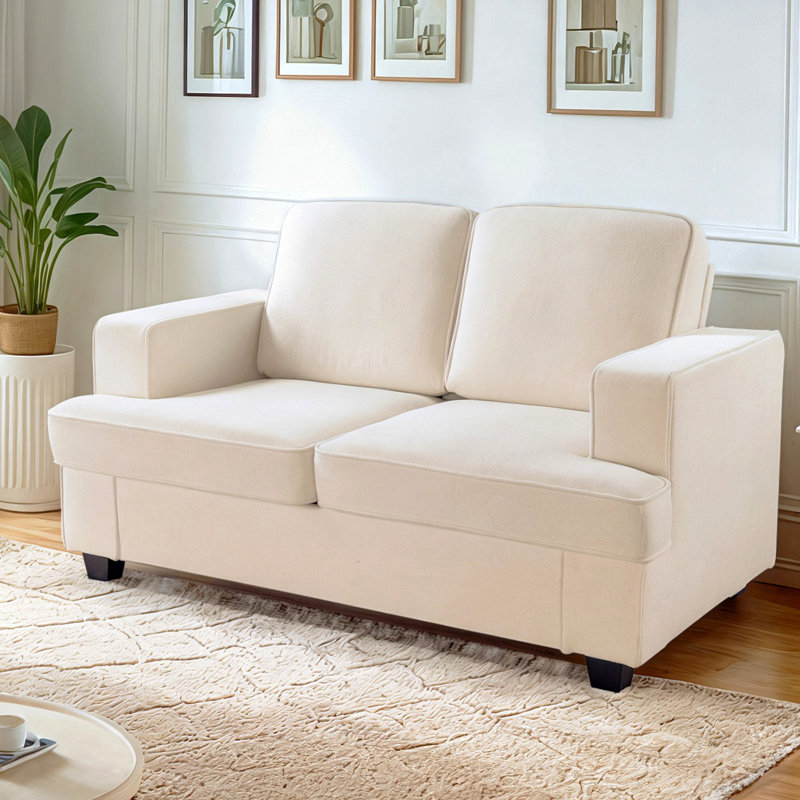 Causeuse moderne en velours, Ivoire ivoire