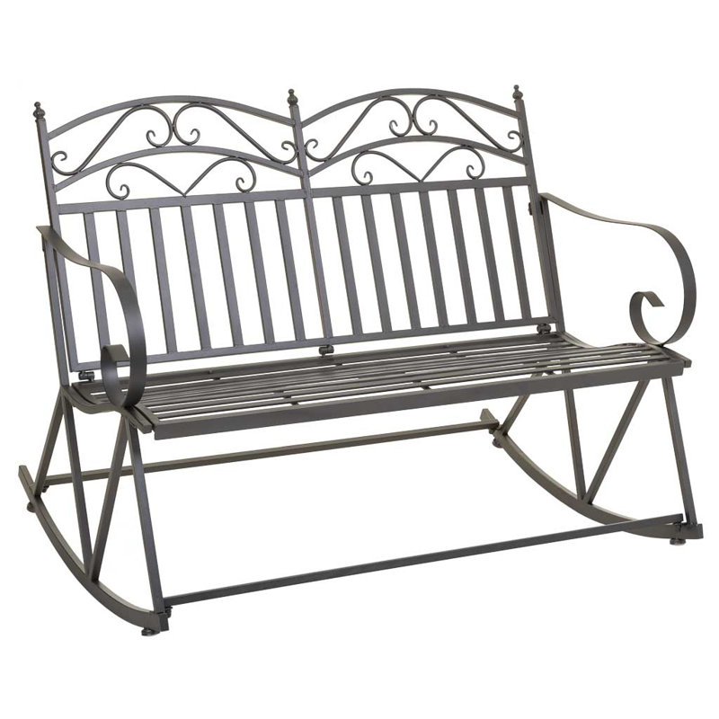 Ariauna Iron Outdoor Bench, Brown
