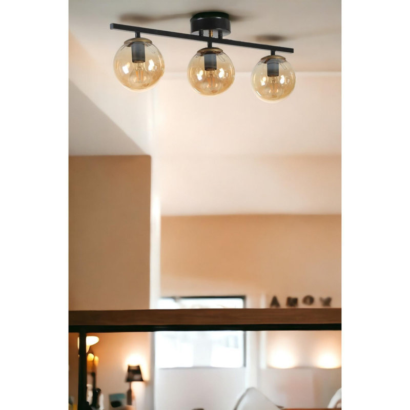 Chandle Flush Mount, Amber/Black