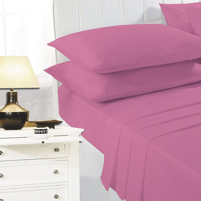 Easy Care Polycotton Housewife Pillow Cases, Pair, Fuchsia