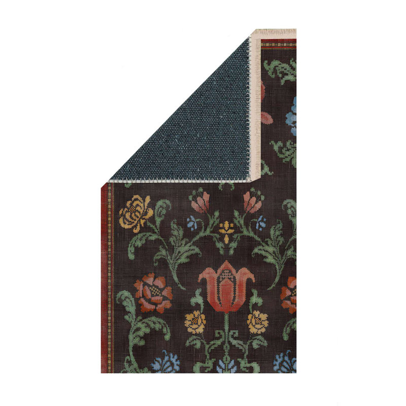 🌹 Dark Cottage Garden Floral Tapestry Rug
