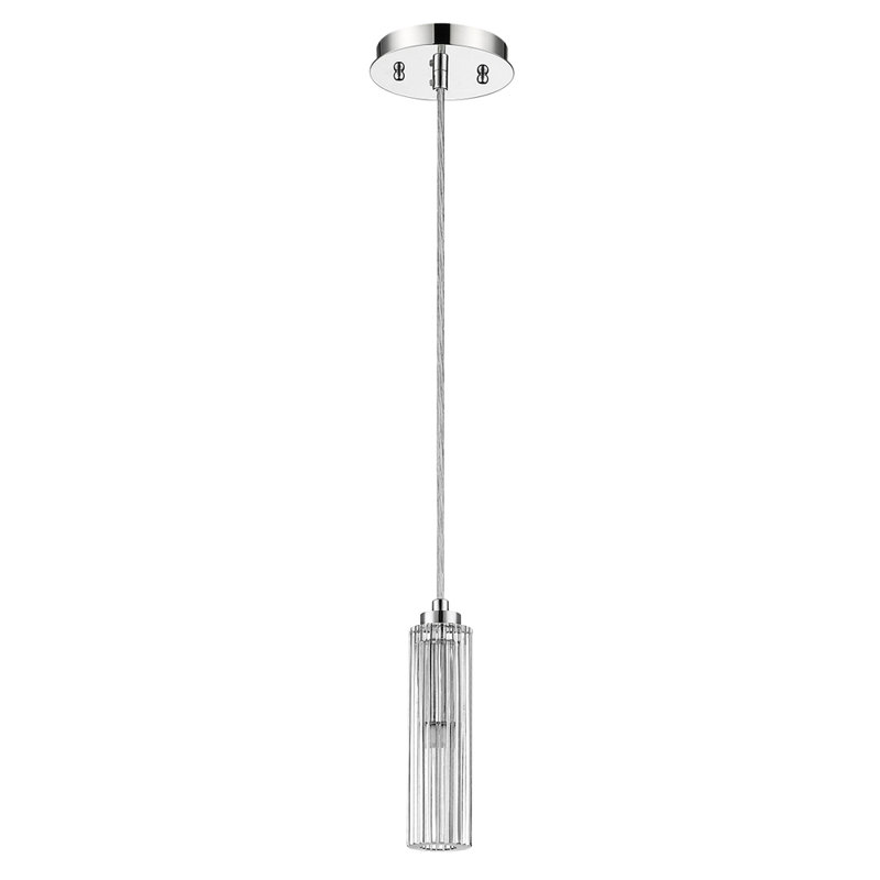 Contemporary Solo Crystal Pendant with Polished Chrome Finish