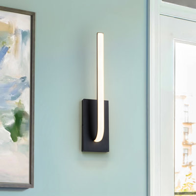 Minimalist Matted Black J-Hook Integrated LED Wall Sconce