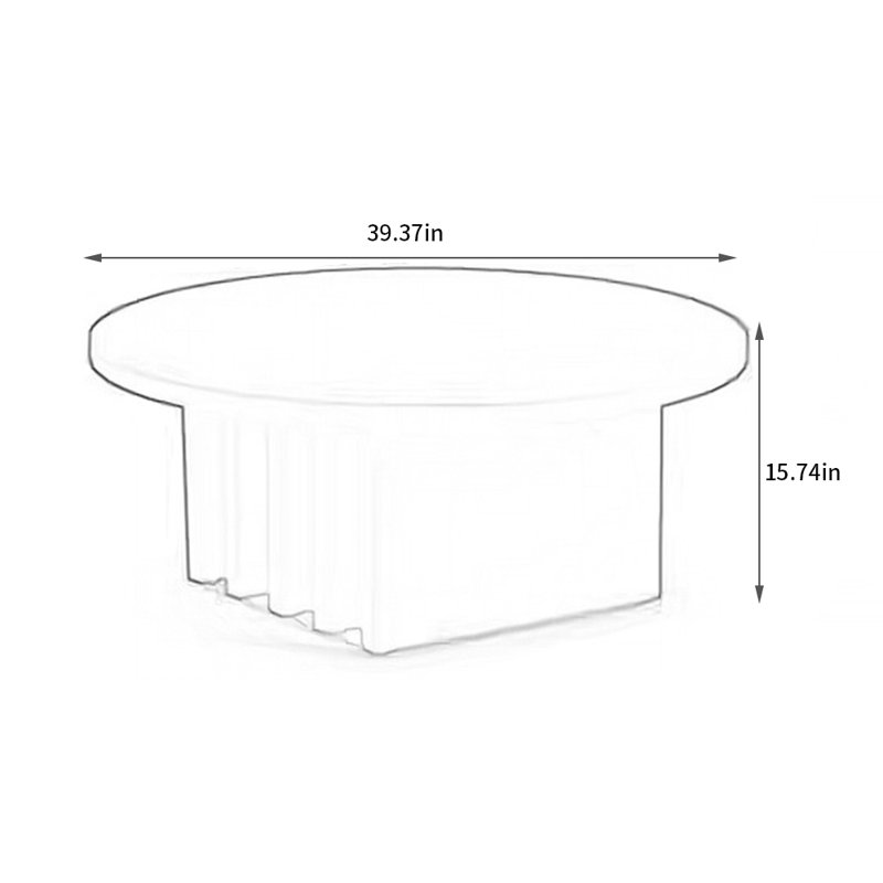 Table basse ronde en bois massif Wabi-sabi, H 15,74 po x L 39,37 po x l 39,37 po