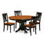 Ensemble de table de cuisine 5 pièces pour 4 personnes comprenant une table de salle à manger ovale avec rallonge papillon et 4 chaises en bois massif, 42 po x 60 po, noir et cerisier-1075048311-1075048306-1075048308