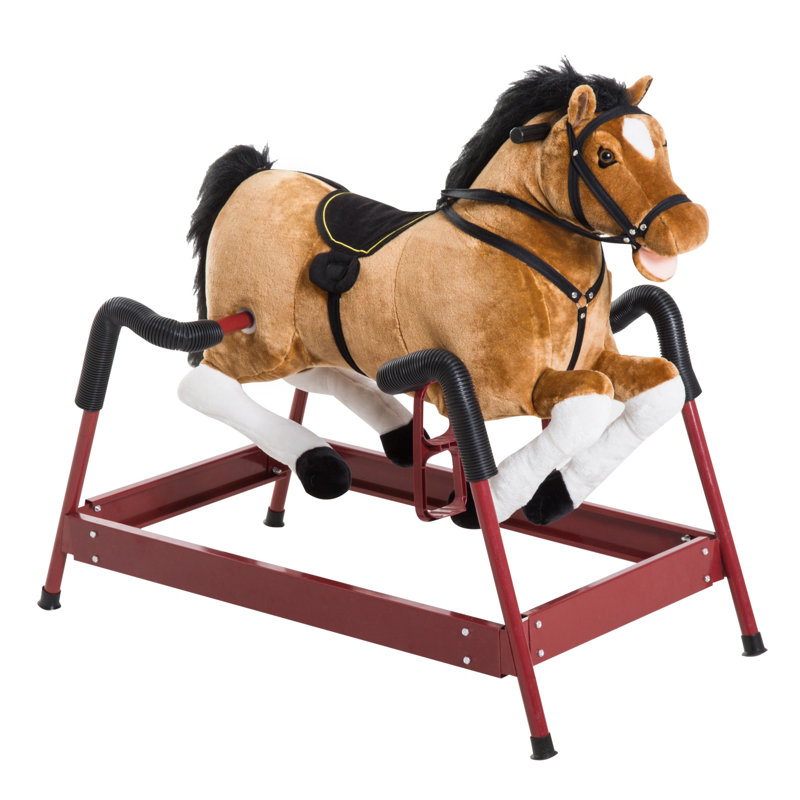 Cheval à bascule en peluche pour enfants avec effets sonores électroniques, peut supporter jusqu'à 176 lb, pour les enfants de 3 ans et plus, brun