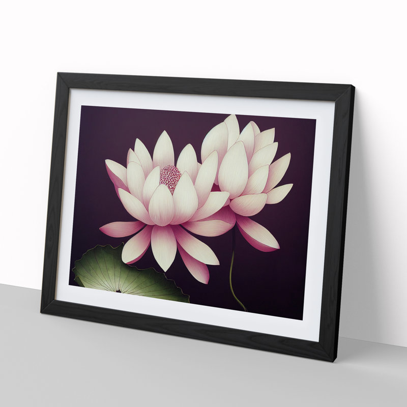 XH1022-6824X Peaceful Lotus Flowers 1 Piece Wall Art, 46cm H x 64cm W x 2cm D, Black