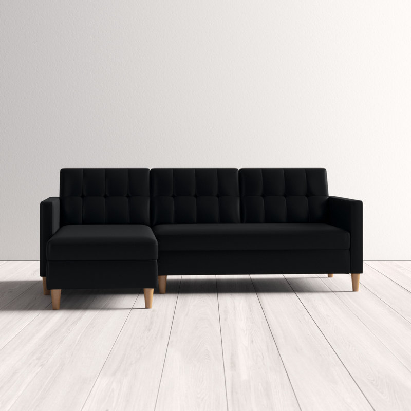 Abram 3 Seater Sofa Bed, Black