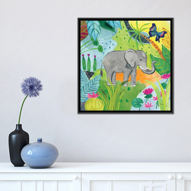 «The Big Jungle I», reproduction sur toile, H 18 po x l 18 po x P 1,5 po, Toile encadrée noire, Pas de tapis