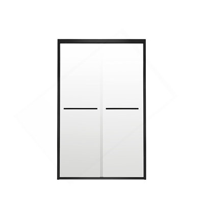 Porte de douche coulissante double 44-48 "x76" en aluminium, porte de salle de bain coulissante Bypass avec verre trempé transparent de qualité supérieure 1/4 "(6mm), quincaillerie de douche coulissante en verre noir, finition noir mat