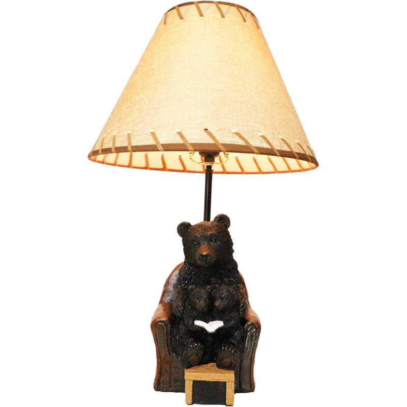 Forest Bedtime Storey Mama Bear Reading to Cub Bears On Cozy Couch Table Lamp