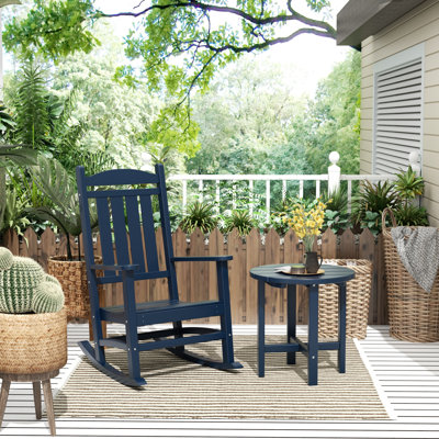 Laguna Outdoor Plastic Rocking Chair with Side Table