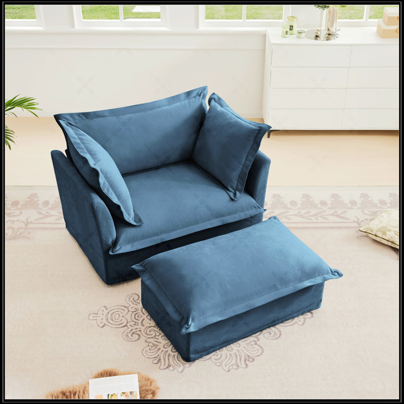 Fauteuil rembourré avec housse avec repose-pieds