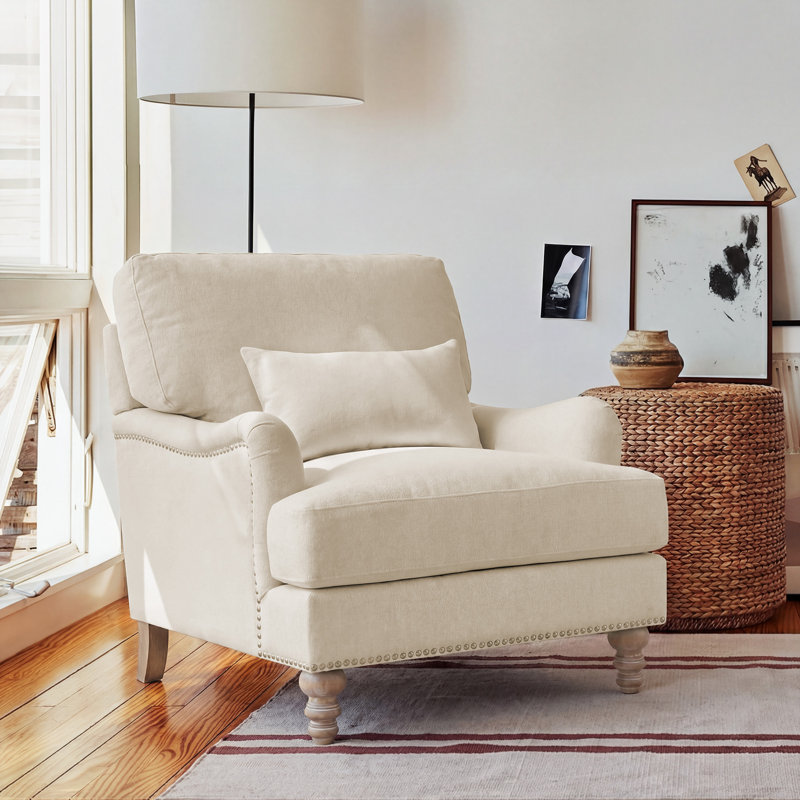 Yero Upholstered Accent Chair, Warm Linen
