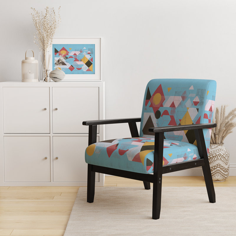 Fauteuil d'appoint rembourré Geometric Hexagons, Mélange de polyester bleu