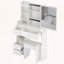 Petit meuble-lavabo avec miroir coulissant et rangement-1090478905