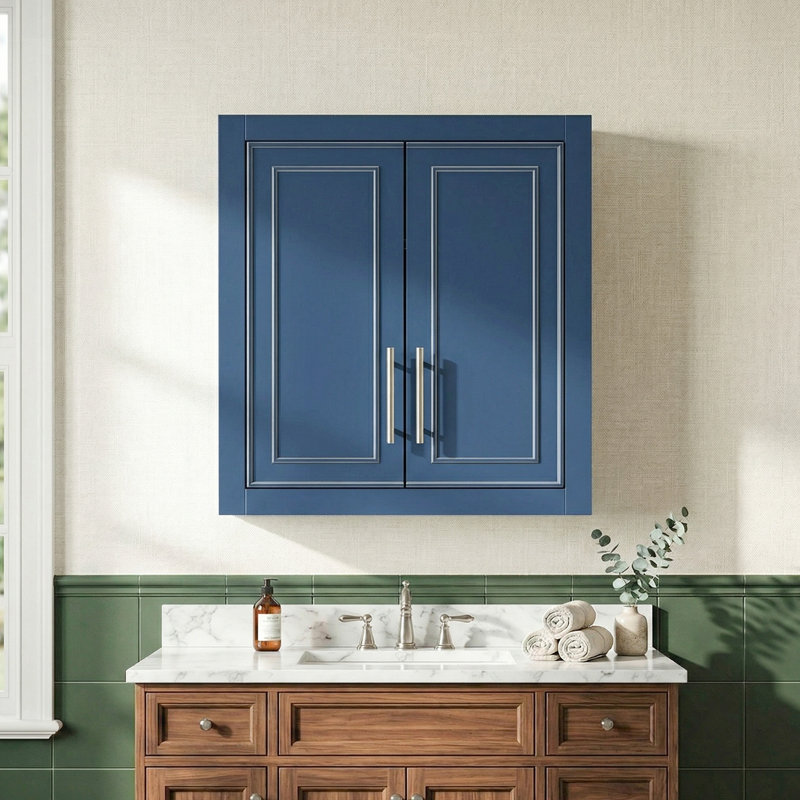 Armoire de rangement moderne avec tablettes réglables, Bleu