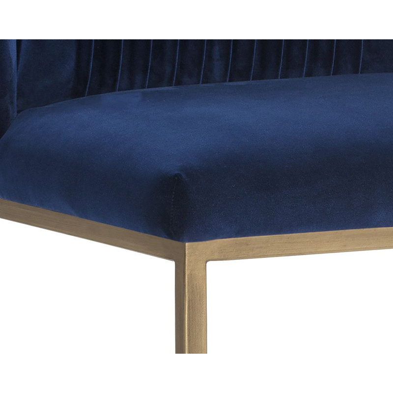 Nevin Upholstered Stool with Metal Frame, Navy Blue, Counter Stool (26" Seat Height)