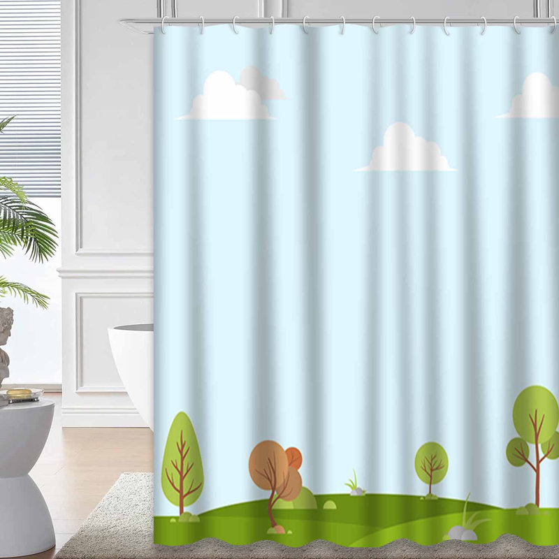 Rideau de douche avec 12 crochets Nature Landscape, L 72 po x l 78 po
