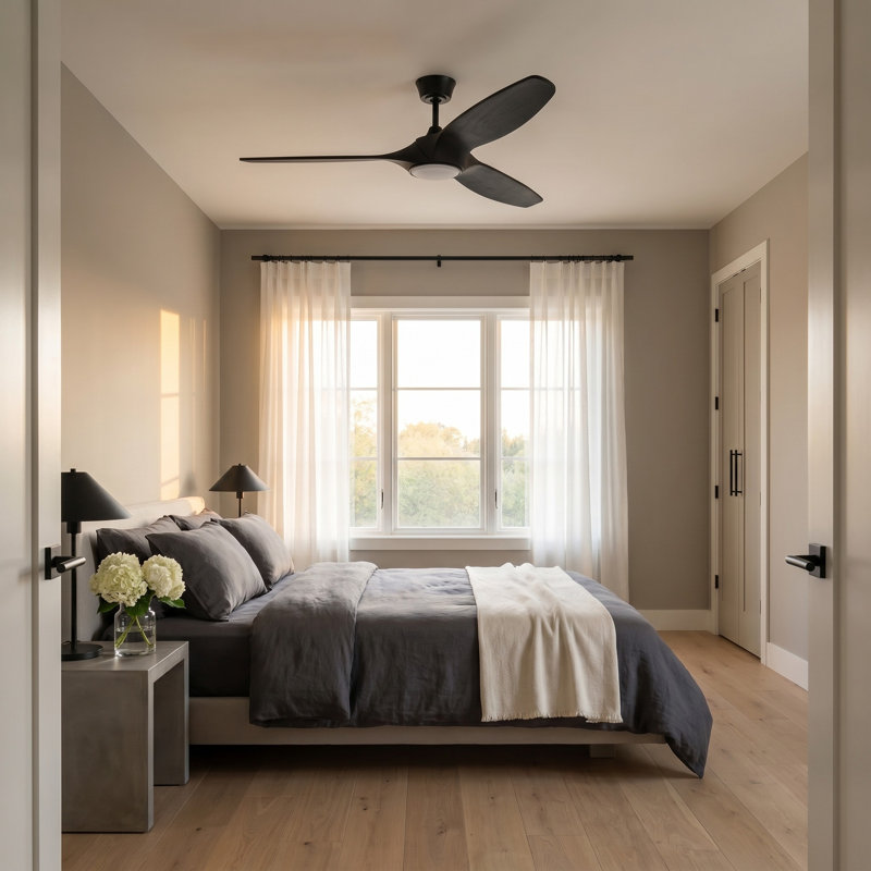Selen Smart LED Ceiling Fan, Midnight Black, Midnight Black, 60" Wide