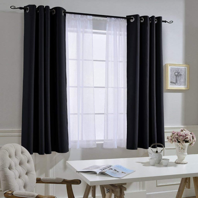 Blackout Curtain Pair, Matte Black, 52" W x 54" L