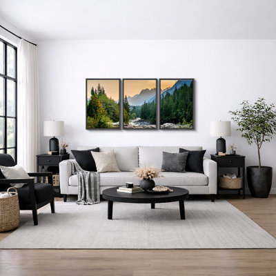 Nature paysage, "Colorado Forest Mountain", photographie panoramique organique moderne majestueuse, impression sur toile encadrée, 3 pièces, art mural "16" x 24 "x 3 pièces, 24" x 36 "x 3 pièces