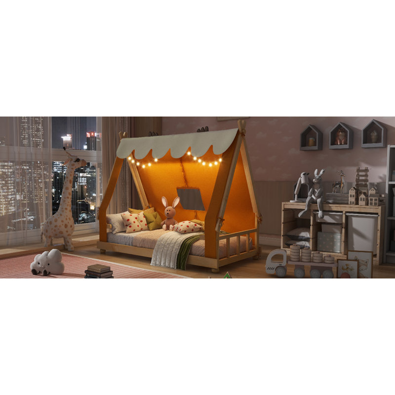 Lit simple Adventure, structure en MDF, charme rustique avec tente