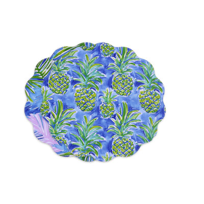 Vida Pineapples & Palms Reversible Round Placemats (Blue & Green)