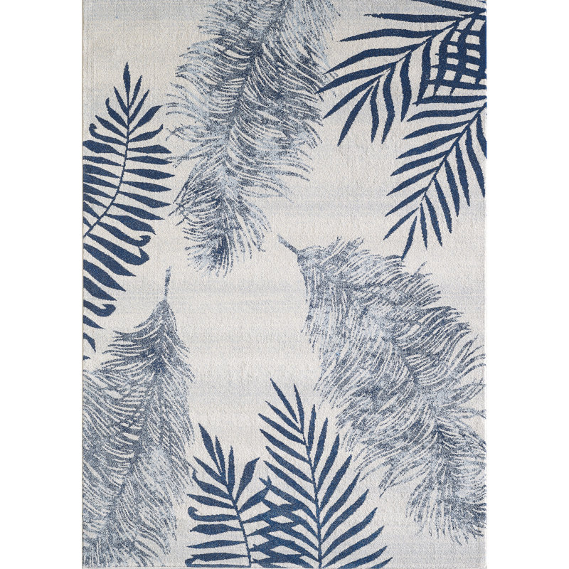 Tapis Alessa, Rectangle 9 pi 10 po x 13 pi 2 po, Ivoire / Bleu marine