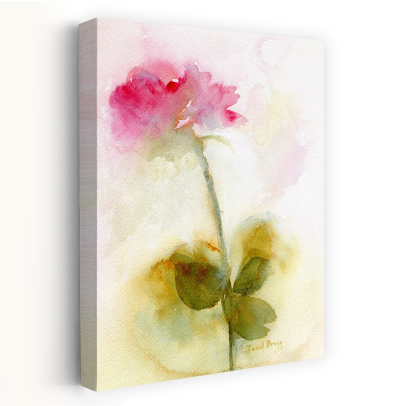 Contemporary Art Abstract Dreamy Impressionist Rose Flower Portrait Wall Art by Janel Bragg - Wrapped Canvas Print