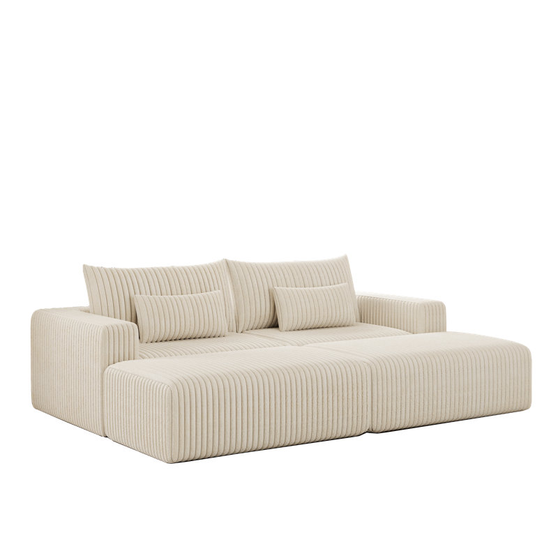 Canapé modulaire surdimensionné en velours côtelé Boneless, Velours côtelé beige