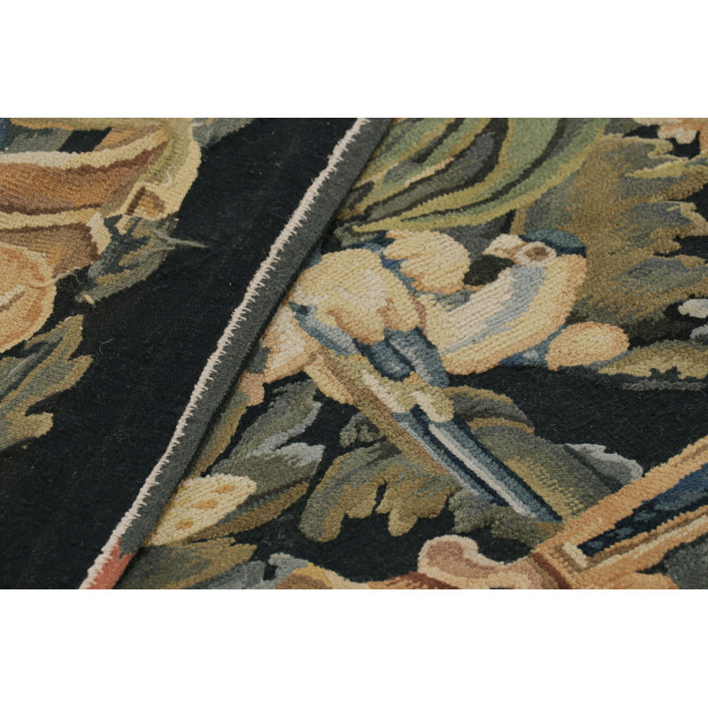 Rug & Kilim’S Armorial Tudor Style Rug In Black, With Beige, Blue And Gold Tones