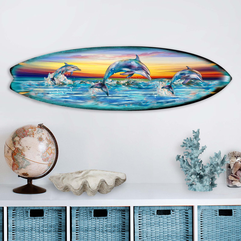 Handmade Nautical & Beach Wall Decor on Wood, 10" H x 36" W x 1" D