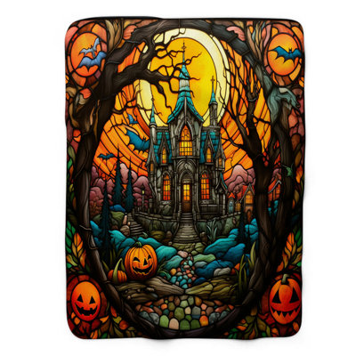 Glass Halloween House - 1 Piece Premium Sherpa Blanket