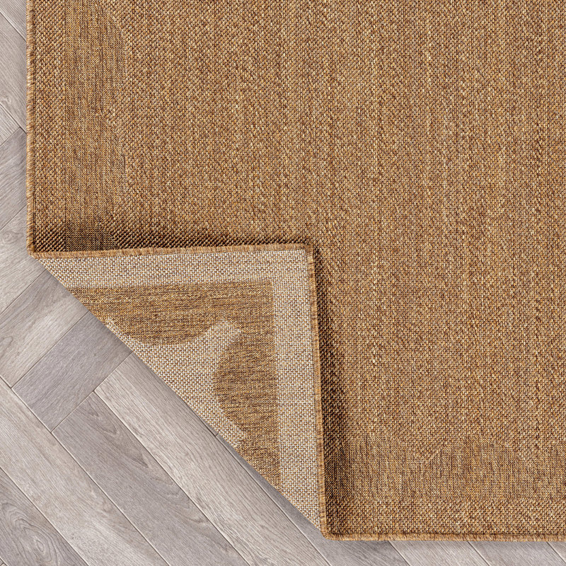 Tapis tissé plat intérieur / extérieur Scallop Border Natural / Jute Easy-Care, Naturel, Rectangle 9 pi x 12 pi