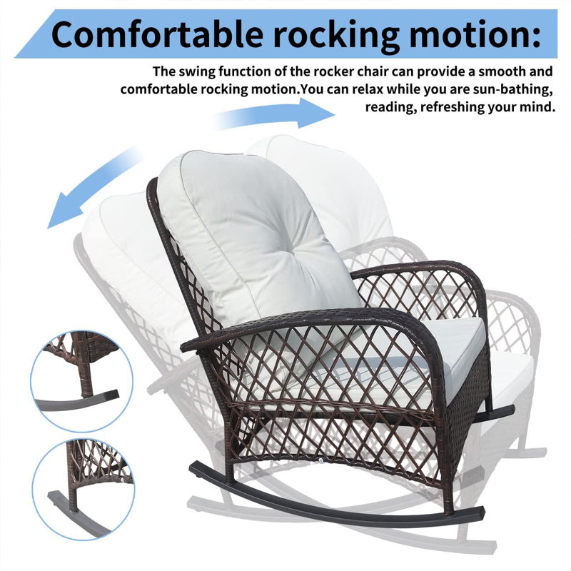 Chaise berçante d'extérieur en osier Roschelle, Brun