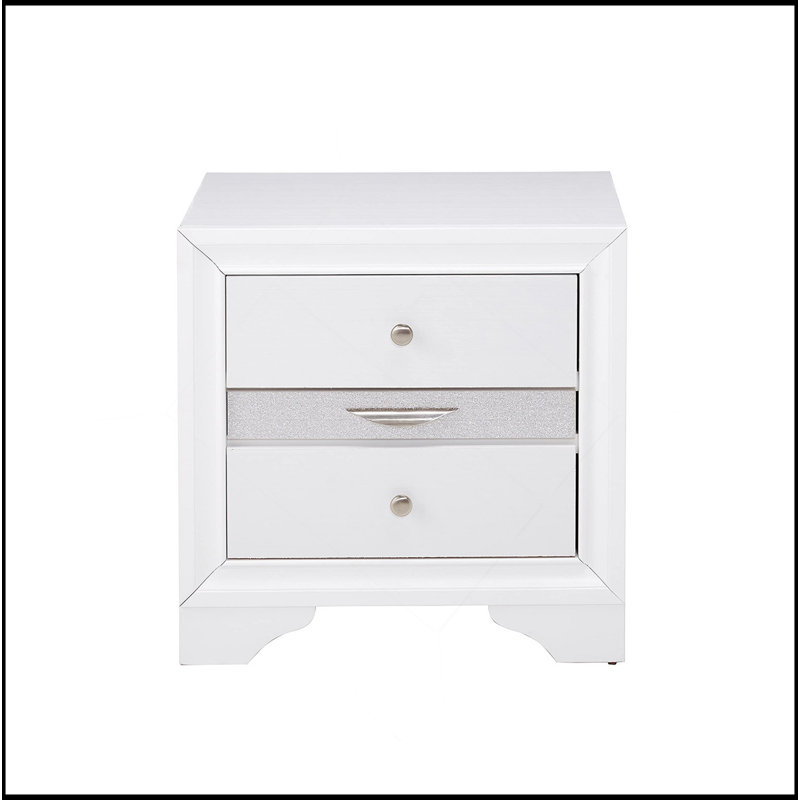 2 tiroirs et 1 table de chevet à bijoux, Blanc