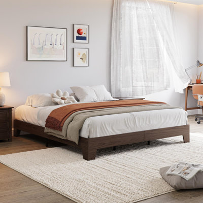 10 Inch California King Wood Platform Bed with Wooden Slats, Nature Platform Bed Frame, No Box Spring Needed, Easy Assembly, Minimalist Bedroom Furniture
