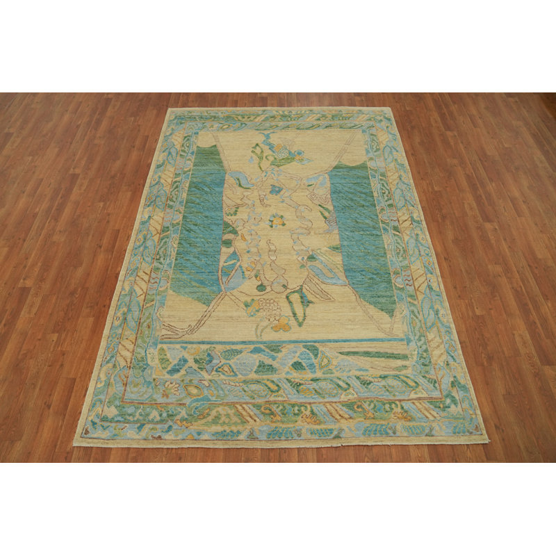 Tapis turc transitionnel en laine Oushak 6 x 9