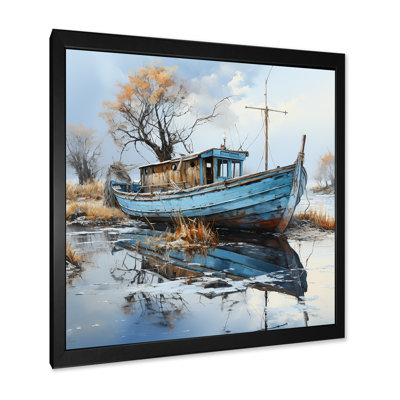 «Boat Fishing Charm In Winter», reproduction sur toile