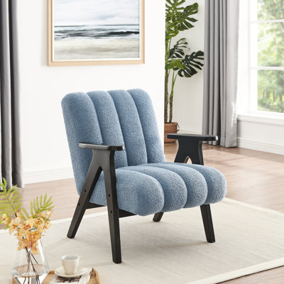 Chaise bleue avec finition bois, design moderne et confortable - bleu, base en bois, rembourrage