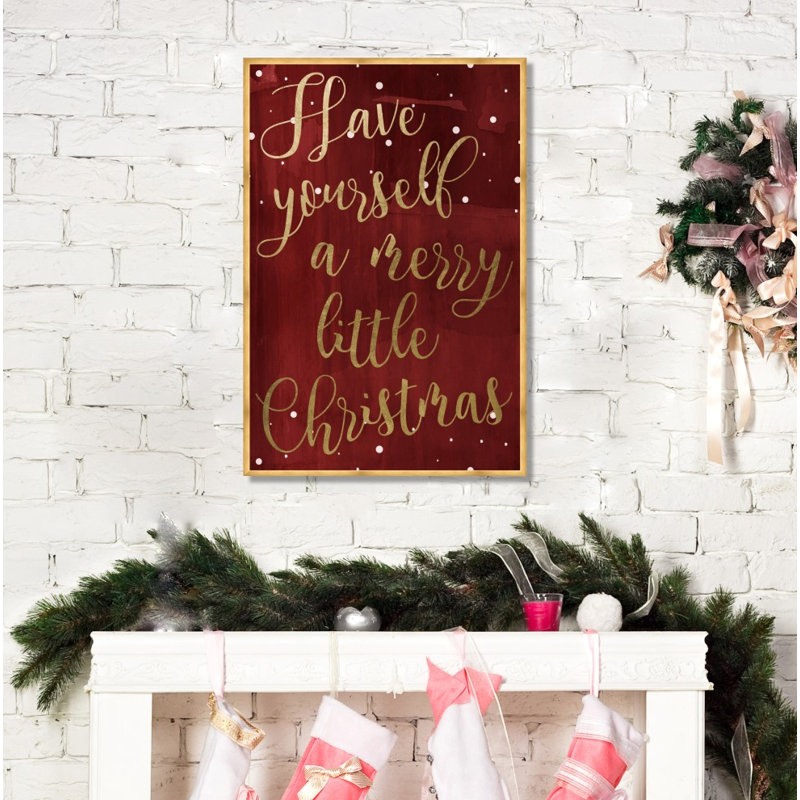 «Have Yourself A Merry Christmas», reproduction d'art textuel, Cadre flottant jaune, H 17 po x l 12 po
