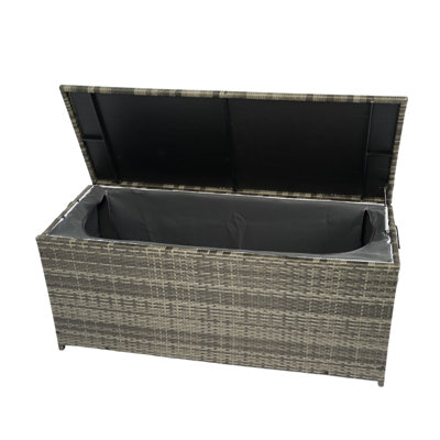 113 Gallon Patio Storage Box With Lid - Grey . Oversize For Deck, Garden, Porch. Removable Waterproof Inner Liner. Easy-Glide Hinges. Lightweight Material Large Capacity Garden Box: Gallon. , Rust