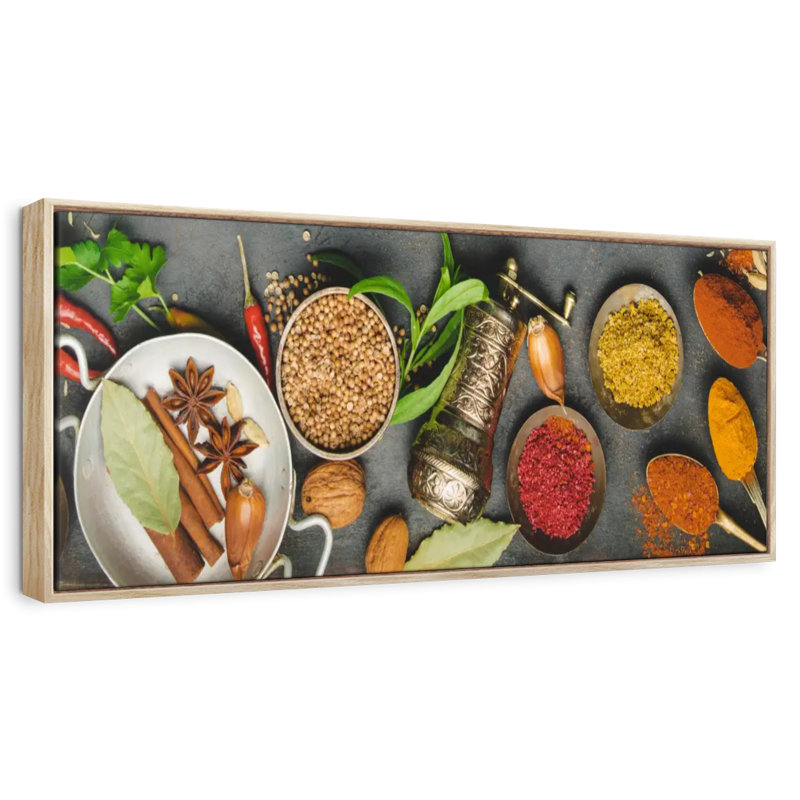 Fines herbes et épices, Cadre flottant en bois naturel, 31 po x 11 po