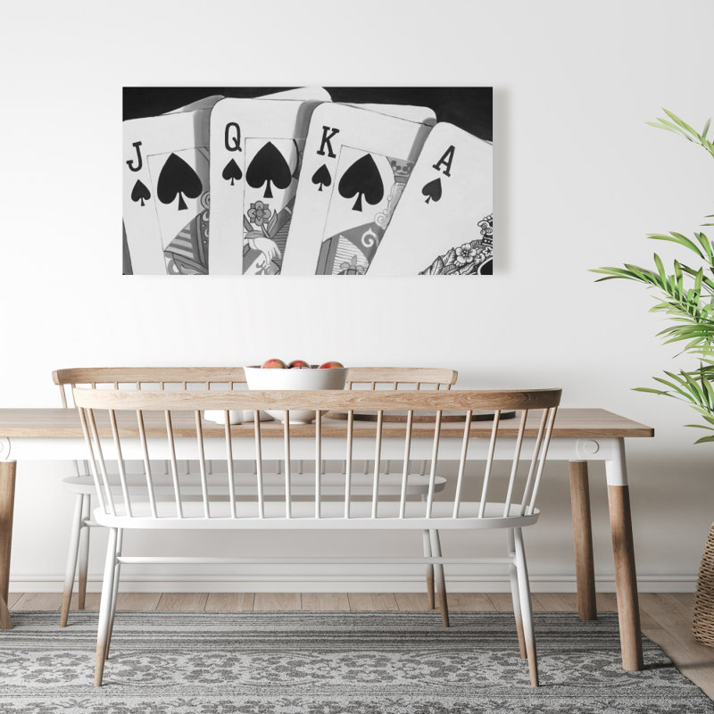 Toile de jeu de cartes noir et blanc | Pièce de décoration intérieure unique