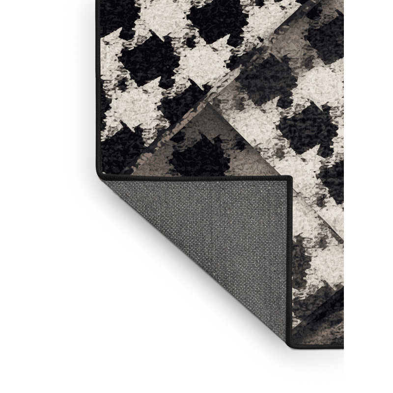 Soft Plush Earls Preppy Checkered Area Rug in Gray – Black Binding, 2x4