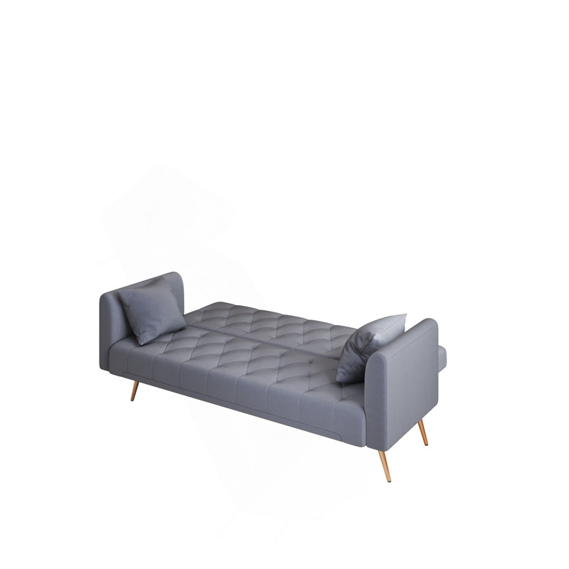 71-inch convertible love seat sofa, American vintage grey velvet material, suitable for small living room, bedroom, office