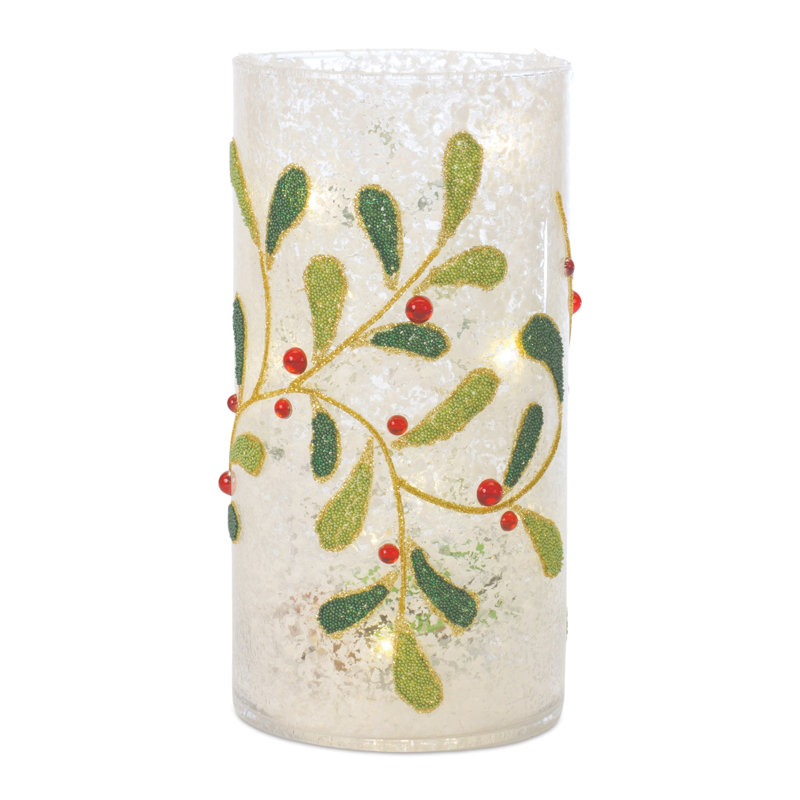 Porte-bougie en verre perlé (ensemble de 2)