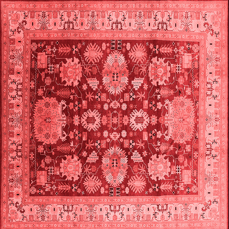 Tapis rouge Mid-Century moderne 660, Carré 7 pi